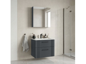 Conjunto de mueble con lavabo y espejo (2 piezas) «Bari 65 v2» - 65 x 45 x 55 cm - Antracita mate 2
