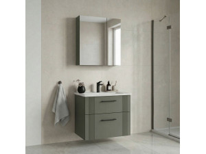 Conjunto de mueble con lavabo y espejo (2 piezas) «Bari 65 v2» - 65 x 45 x 55 cm - Verde mate 2
