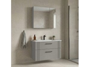 Conjunto de mueble con lavabo y espejo (2 piezas) «Bari 85 v2» - 85 x 45 x 55 cm - Cachemira mate 2