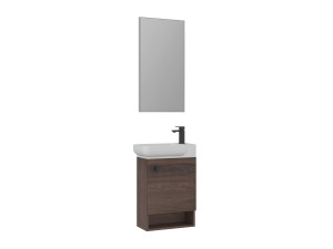 Conjunto de mueble con lavabo y espejo (2 piezas) «Begonya 55» - 53 x 33 x 75 cm - Nogal