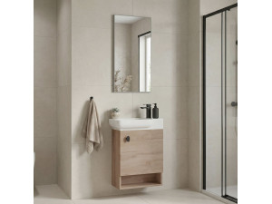 Conjunto de mueble con lavabo y espejo (2 piezas) «Begonya 55» - 53 x 33 x 75 cm - Roble 2