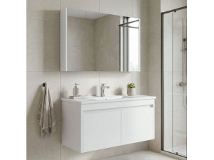 Conjunto de mueble con lavabo y espejo (2 piezas) «Arno 100» - 100 x 45 x 52 cm - Blanco 2