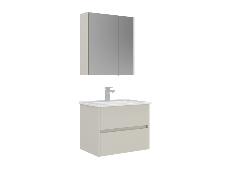 Conjunto de mueble con lavabo y espejo (2 piezas) «Arno 65» - 65 x 45 x 52 cm - Cashmere