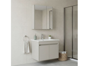 Conjunto de mueble con lavabo y espejo (2 piezas) «Arno 65» - 65 x 45 x 52 cm - Cashmere 2
