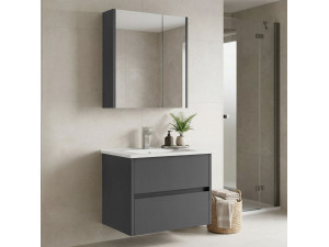 Conjunto de mueble con lavabo y espejo (2 piezas) «Arno 65» - 65 x 45 x 52 cm - Gris 2