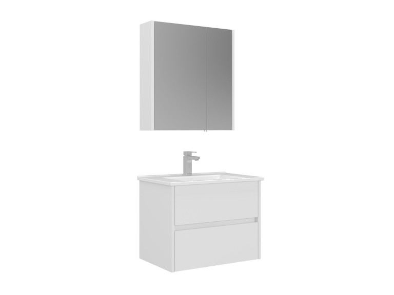 Conjunto de mueble con lavabo y espejo (2 piezas) «Arno 65» - 65 x 45 x 52 cm - Blanco