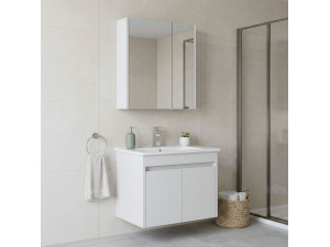 Conjunto de mueble con lavabo y espejo (2 piezas) «Arno 65» - 65 x 45 x 52 cm - Blanco 2