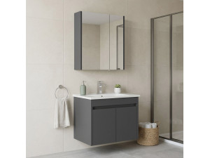 Conjunto de mueble con lavabo y espejo (2 piezas) «Arno 65» - 65 x 45 x 52 cm - Gris 2