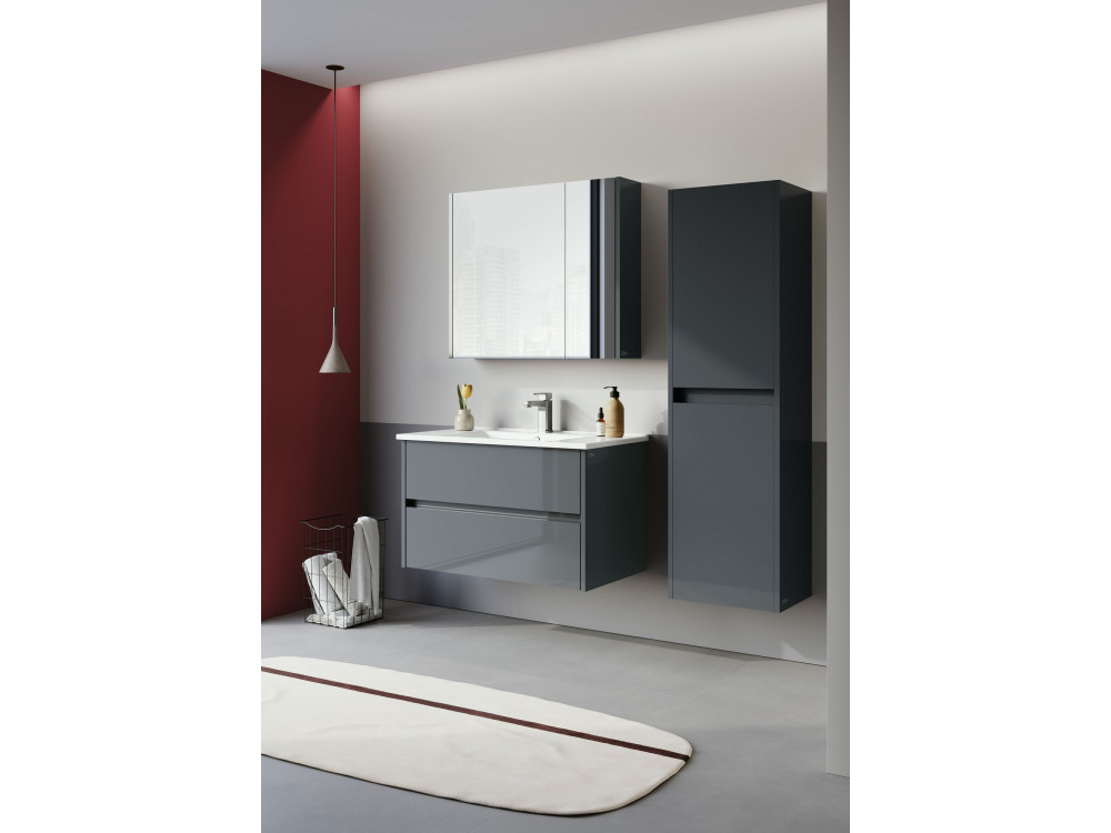 Mueble de baño con espejo «Arno 80» - 79 x 16 x 66 cm - Gris / Antracita