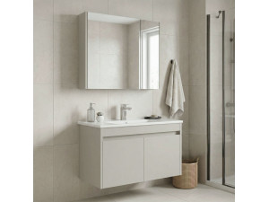 Conjunto de mueble con lavabo y espejo (2 piezas) «Arno 85» - 85 x 45 x 52 cm - Cashmere 2