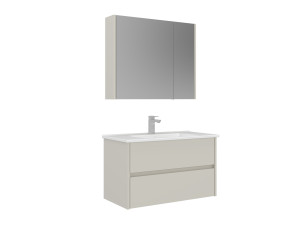 Conjunto de mueble con lavabo y espejo (2 piezas) «Arno 85» - 85 x 45 x 52 cm - Cashmere