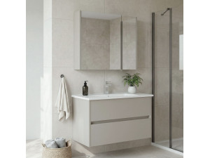 Conjunto de mueble con lavabo y espejo (2 piezas) «Arno 85» - 85 x 45 x 52 cm - Cashmere 2