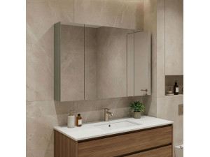 Mueble de baño con espejo «Bari 100» - 97 x 16 x 66 cm - Verde mate 2