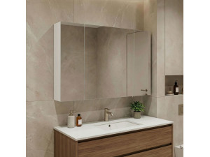 Mueble de baño con espejo «Bari 100» - 97 x 16 x 66 cm - Blanco mate 2