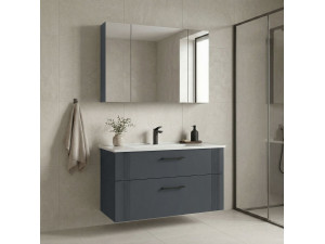 Conjunto de mueble de lavabo con espejo (2 piezas) «Bari 100 v2» - 100 x 45 x 55 cm - Antracita mate 2
