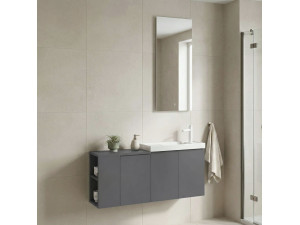 Conjunto de mueble con lavabo y espejo (2 piezas) «Ferla 110» - 110 x 22 x 45 cm - Gris mate 2