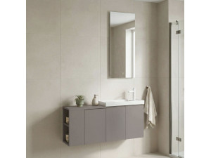 Conjunto de mueble con lavabo y espejo (2 piezas) «Ferla 110» - 110 x 22 x 45 cm - Matte Mink 2