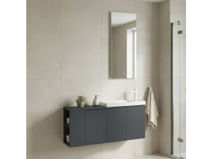 Conjunto de mueble con lavabo y espejo (2 piezas) «Ferla 110» - 110 x 22 x 45 cm - Antracita mate 2