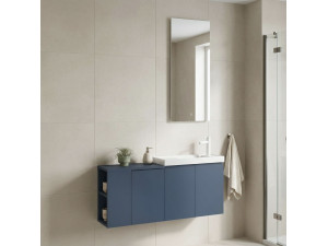 Conjunto de mueble con lavabo y espejo (2 piezas) «Ferla 110» - 110 x 22 x 45 cm - Azul mate 2