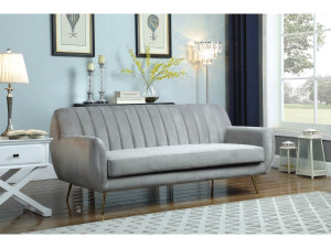 Sofá terciopelo "Evans" - 195 x 84 x 82 cm - 3 plazas - Gris 2