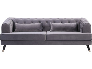 Sofá de terciopelo "Gloria" - 216 x 86 x 76 cm - 3 plazas - Gris 2