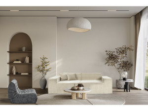 Sofá modular recto de 3 plazas en tejido texturizado "Lusso" - Beige 2