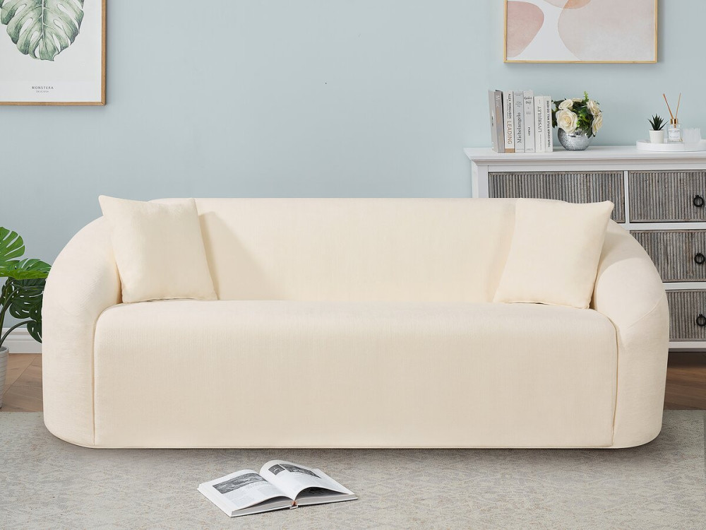 Sofá fijo recto de tela "Ondine" - 3 plazas - Beige