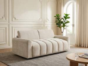 Sofá cama convertible exprés "Isadora" - Colchón 18 cm - Lecho 140 cm - 3 plazas - Beige 2