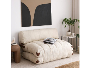 Sofá cama 2 plazas en tejido "Fold" - 120 x 75 x 79 cm - Crema 2