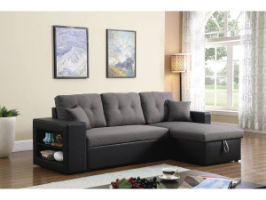 Sofá esquinero convertible/reversible "Axel" - Negro/Gris 2