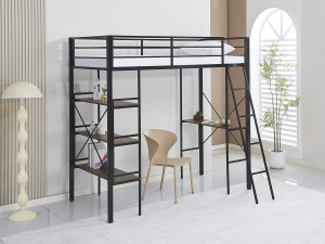 Cama alta con escritorio de metal «Raphaël» - 190 x 90 cm - Negro 2