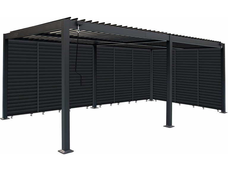 Pérgola bioclimática con 9 lamas de aluminio «Kensington» - 3 x 6 m - Gris