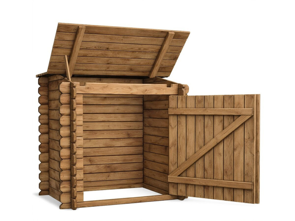 Cajón filtrante de madera tratada "Keny" para piscina - 120 x 95 x 113 cm
