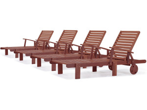 Tumbonas plegables en madera exótica "Tokyo" - Maple - Marron caoba- Lote de 4