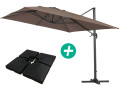 Parasol Lateral de jardín en aluminio - Sun 4- Rectangular- 3 x 4 m - lastre incluido - Topo