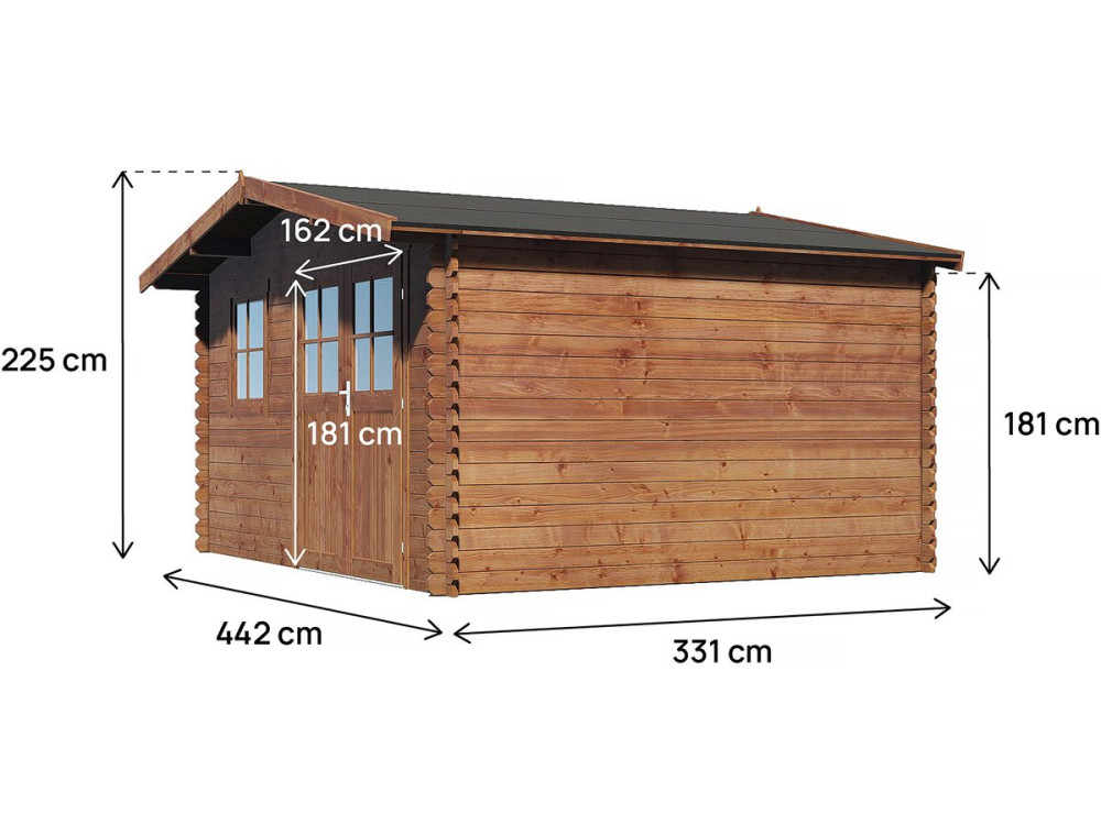 Caseta de jardín de madera marrón tratada en autoclave "Valmont" - 14 m² - 28 mm