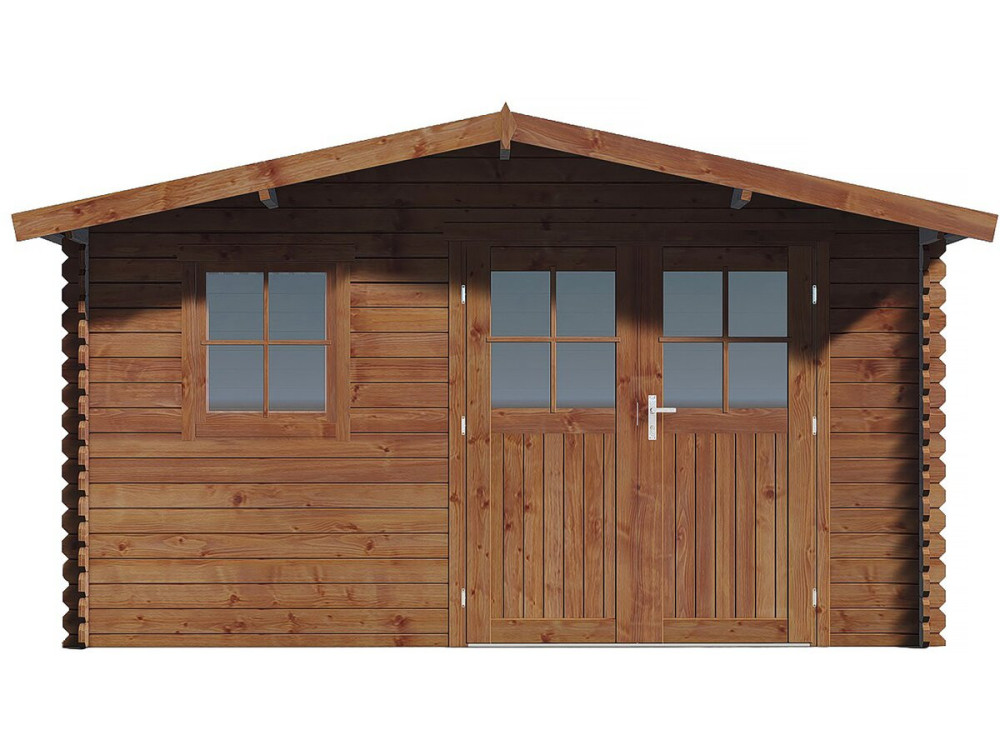 Caseta de jardín de madera marrón tratada en autoclave "Valmont" - 14 m² - 28 mm