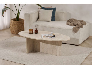 Mesa baja de madera "Orba" - 120 x 65 x 40 cm - Travertino 2