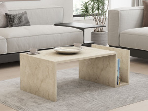 Mesa baja de madera "Memo" - 86 x 50 x 32 cm - Travertino 2
