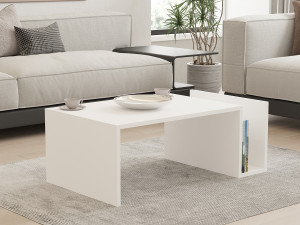 Mesa baja de madera "Memo" - 86 x 50 x 32 cm - Blanca 2