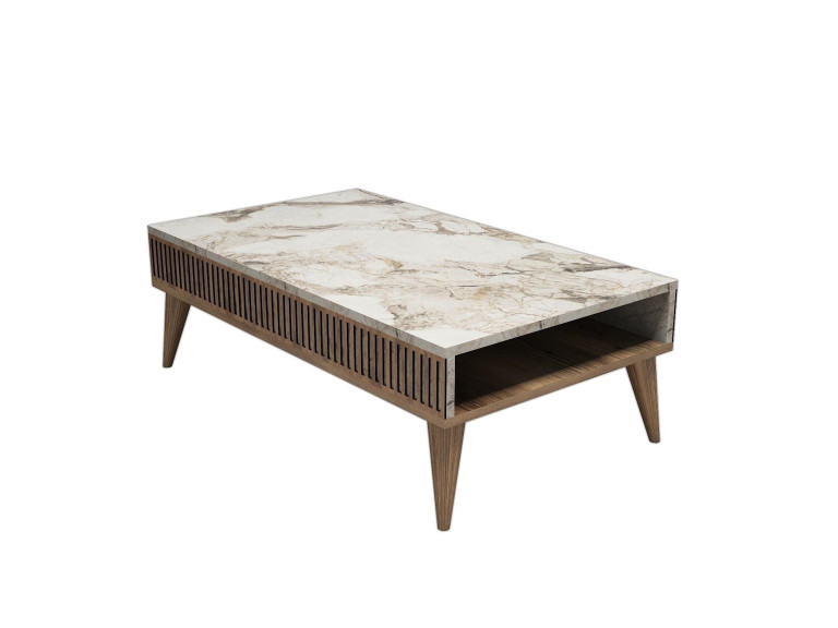 Mesa baja de madera "Milan" - 105 x 60 x 34 cm - NogalBlanco