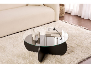 Mesa baja de madera "Aeris" - 75 x 75 x 35 cm - Madera NoirFumée 2