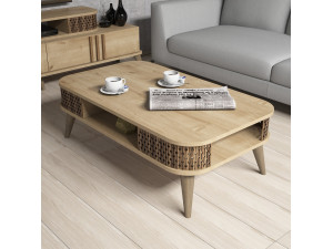 Mesa baja de madera "Eylul" - 105 x 60 x 34 cm - Marrón 2