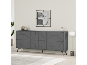 Aparador de madera "Dune" - 183 x 35 x 77 cm - Antracita 2