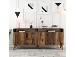 Aparador de madera "Milan" - 180 x 35 x 78 cm - Nogal 2