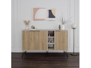Aparador de madera "Clara" - 142 x 36 x 83 cm - Arenisca 2