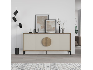 Aparador de madera "Gora Wide" - 180 x 36 x 82 cm - Crema 2