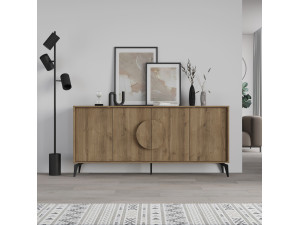 Aparador de madera "Gora Wide" - 180 x 36 x 82 cm - Marrón 2