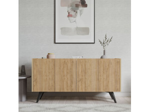 Aparador de madera "Pekin" - 150 x 40 x 76 cm - Marrón 2