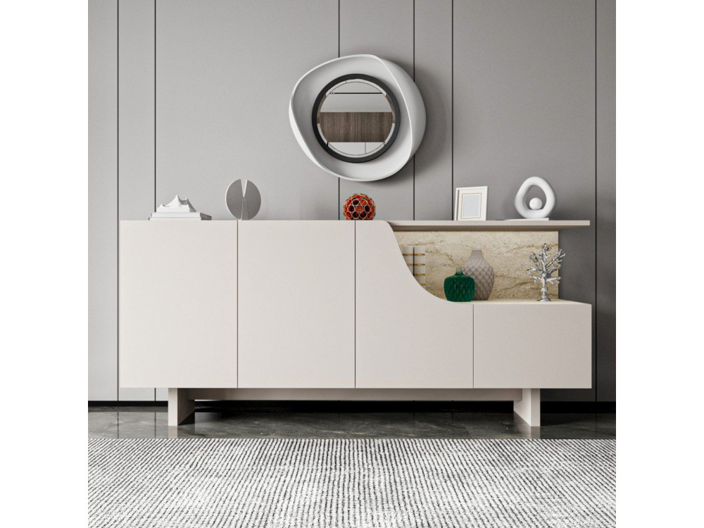 Aparador de madera «Line» - 180 x 40 x 81 cm - Beige